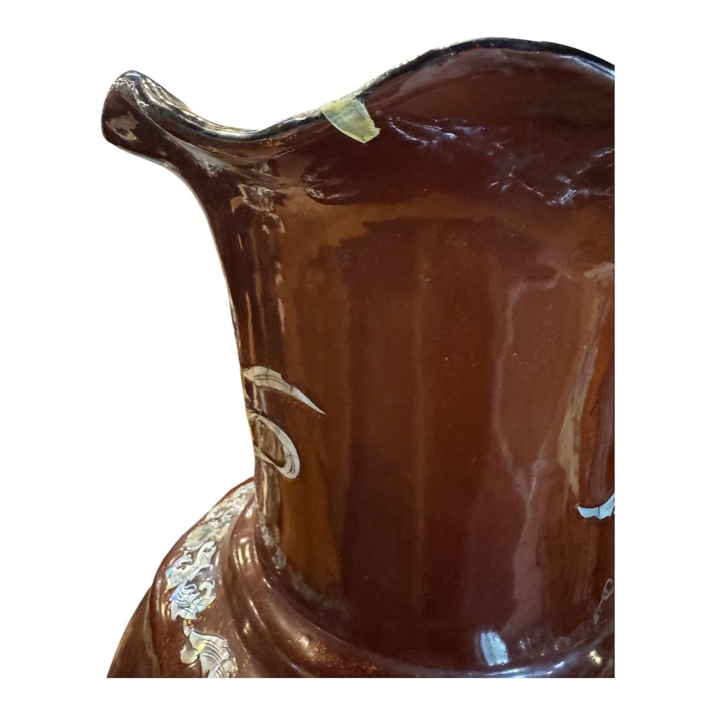 20th Century Asian Laquer and Mother of Pearl Inlay Vase