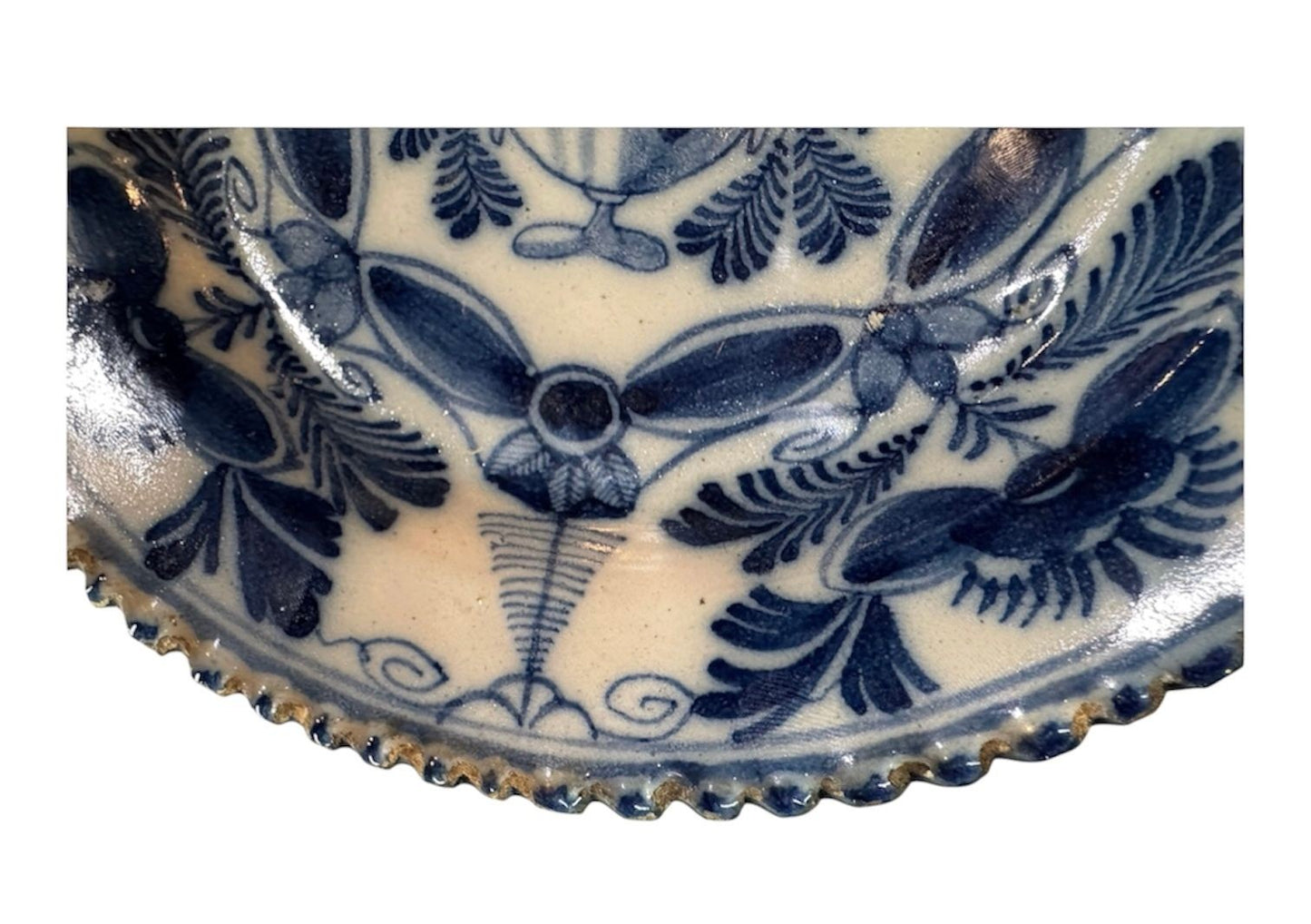 18th Century Ribbed Edge Cobalt Blue Delft Tin GLaze
