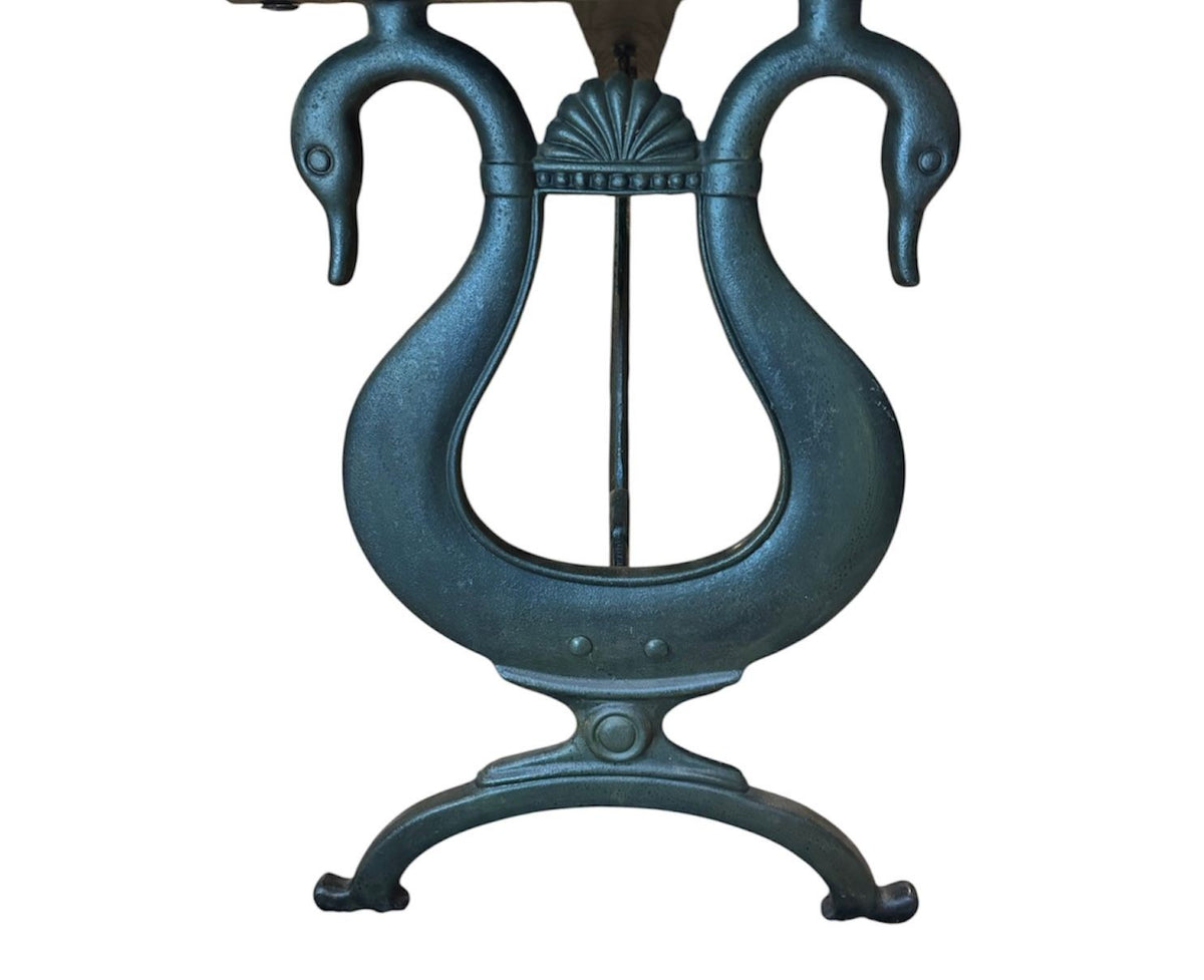 1920’2 Art Deco France Swan Table, Cast Iron Base and Walnut top