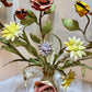 Whimsical Pair Of Mid Centry Italian Florentine Tole Style Bent Metal Electric Floral Sconces