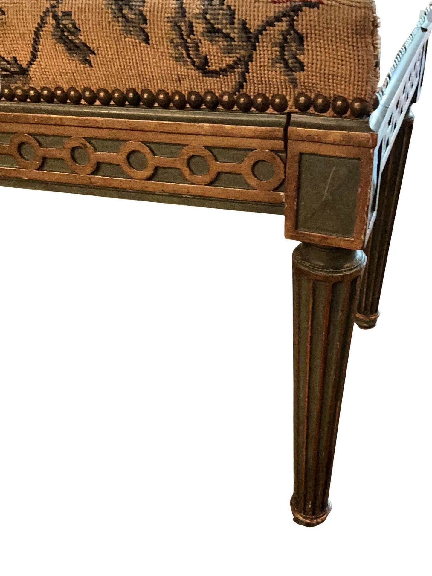 19th century Louis XVI Music bench with gilt and original tapestry