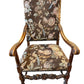 French Walnut Continental Arm Chairs in Vintage Floral Fabric, Pair