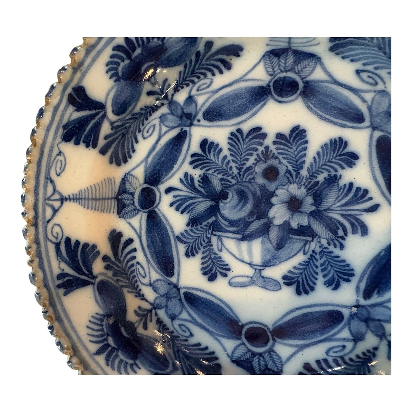 18th Century Ribbed Edge Cobalt Blue Delft Tin GLaze
