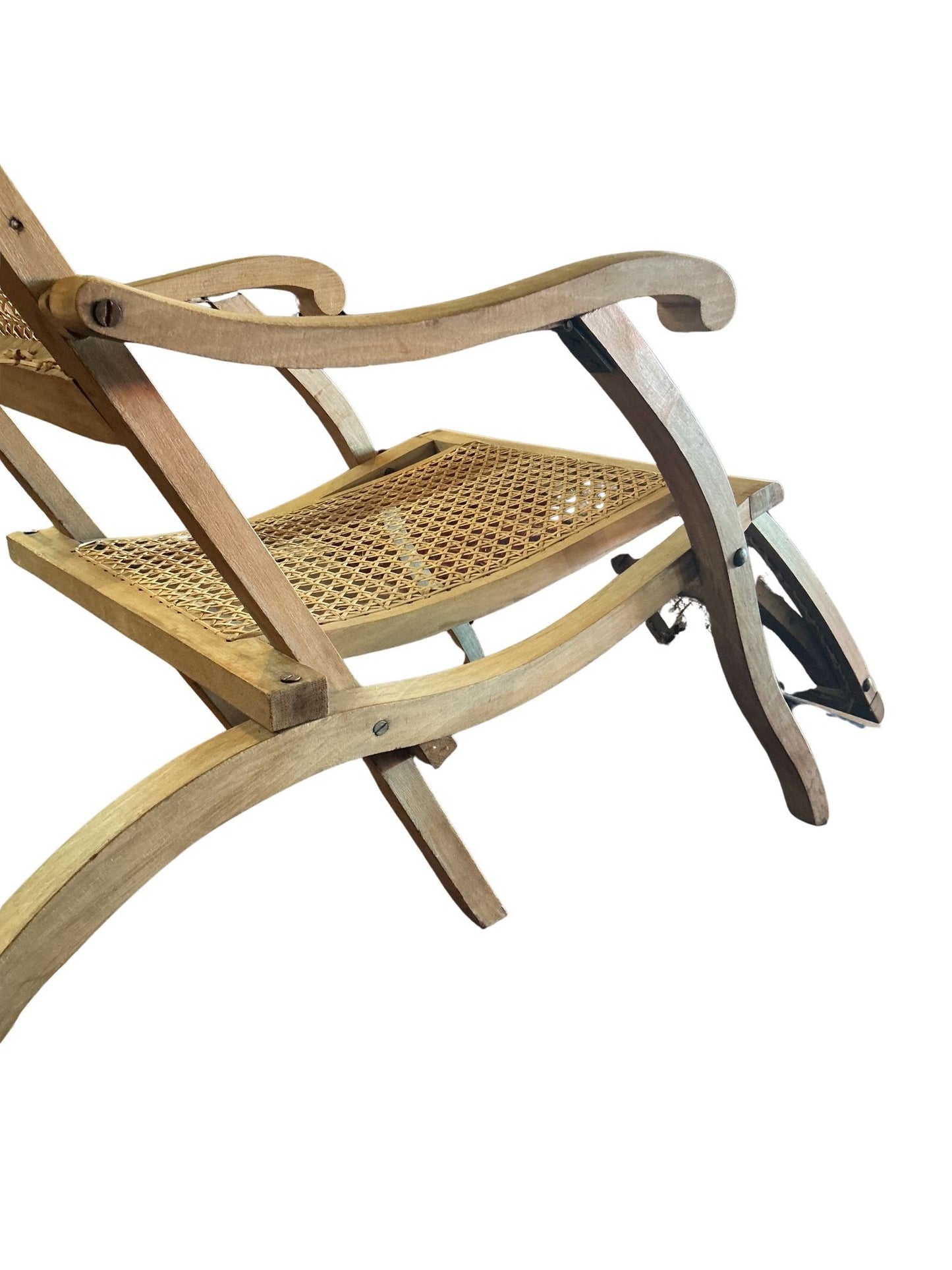 1920’s French Caned Chaise Lounge Bleached