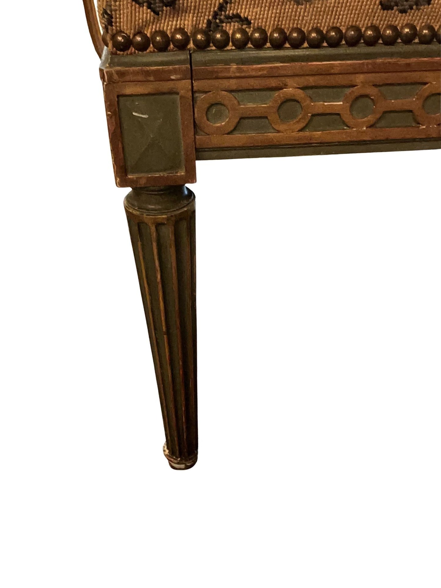 19th century Louis XVI Music bench with gilt and original tapestry