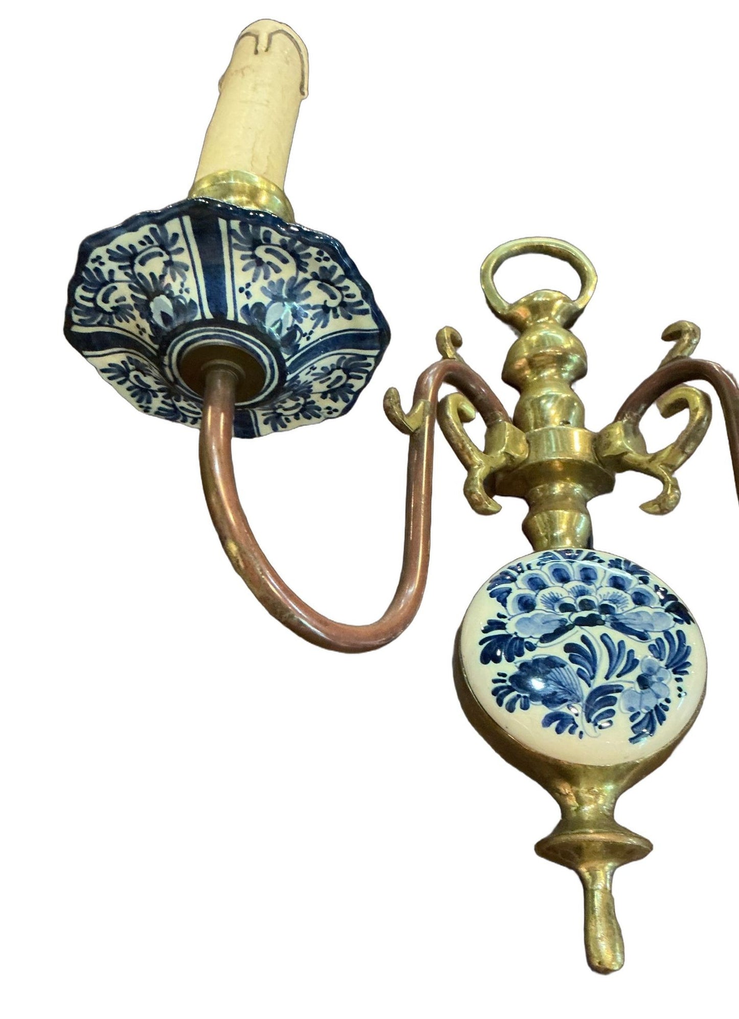 Dutch Delft Hand Painted Sconces - Pair
