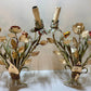 Whimsical Pair Of Mid Centry Italian Florentine Tole Style Bent Metal Electric Floral Sconces