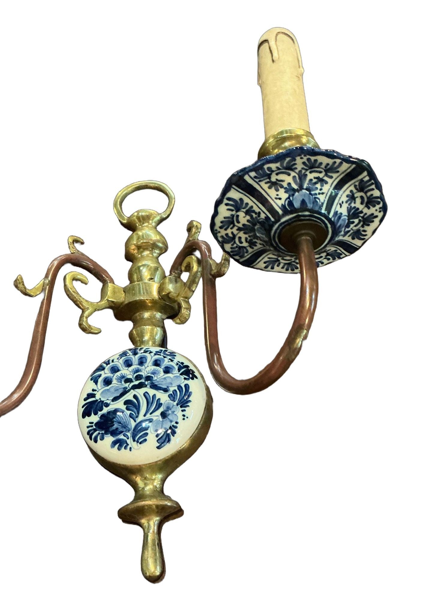 Dutch Delft Hand Painted Sconces - Pair