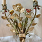 Whimsical Pair Of Mid Centry Italian Florentine Tole Style Bent Metal Electric Floral Sconces