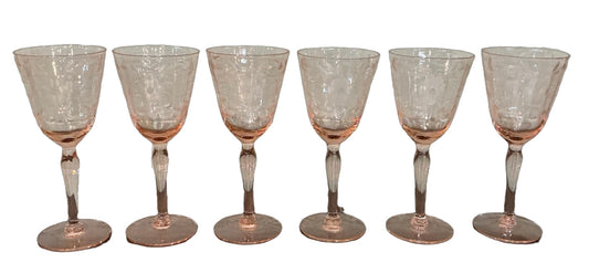 Pink vintage cordial glasses, set of 6