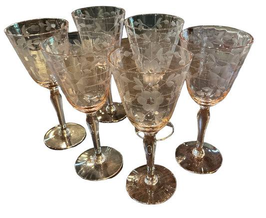 Pink vintage cordial glasses, set of 6